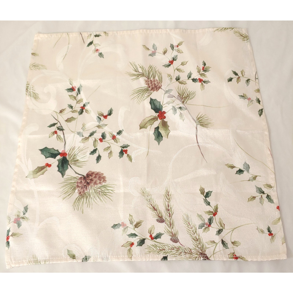 Holiday Christmas Napkins Set‎ of 5 Ivory Pine Cones St Nicholas Alpine Season - Picture 10 of 12
